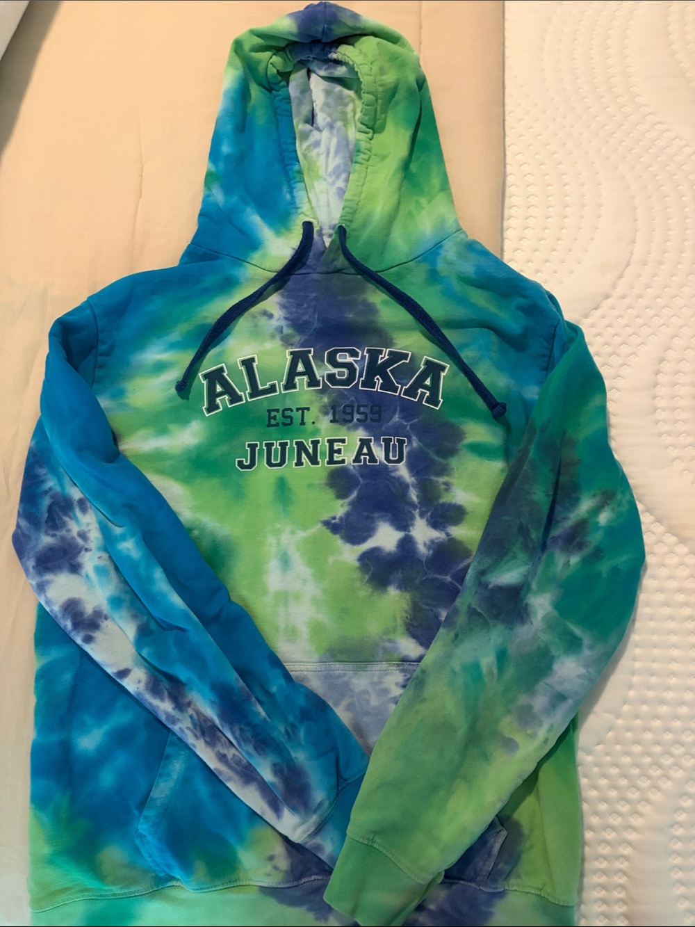 Juneau Alaska Tie-Dye Hoodie - Blue & Green adult Sweatshirt